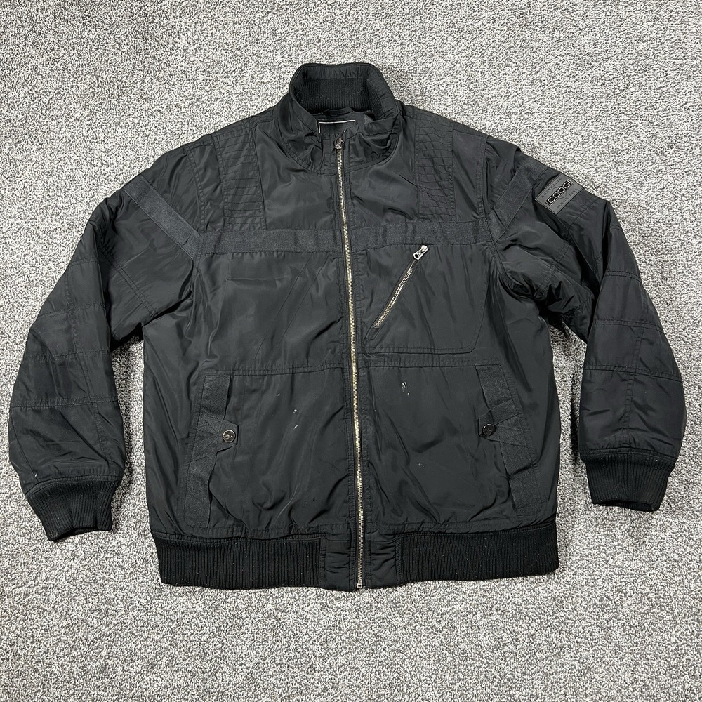 Coogi Jacket Mens XL Black Bomber Insulated Lined‎ Australia Patch Coat